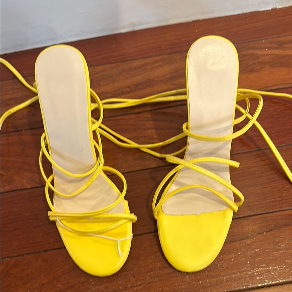 Yellow Strappy Women's Heels